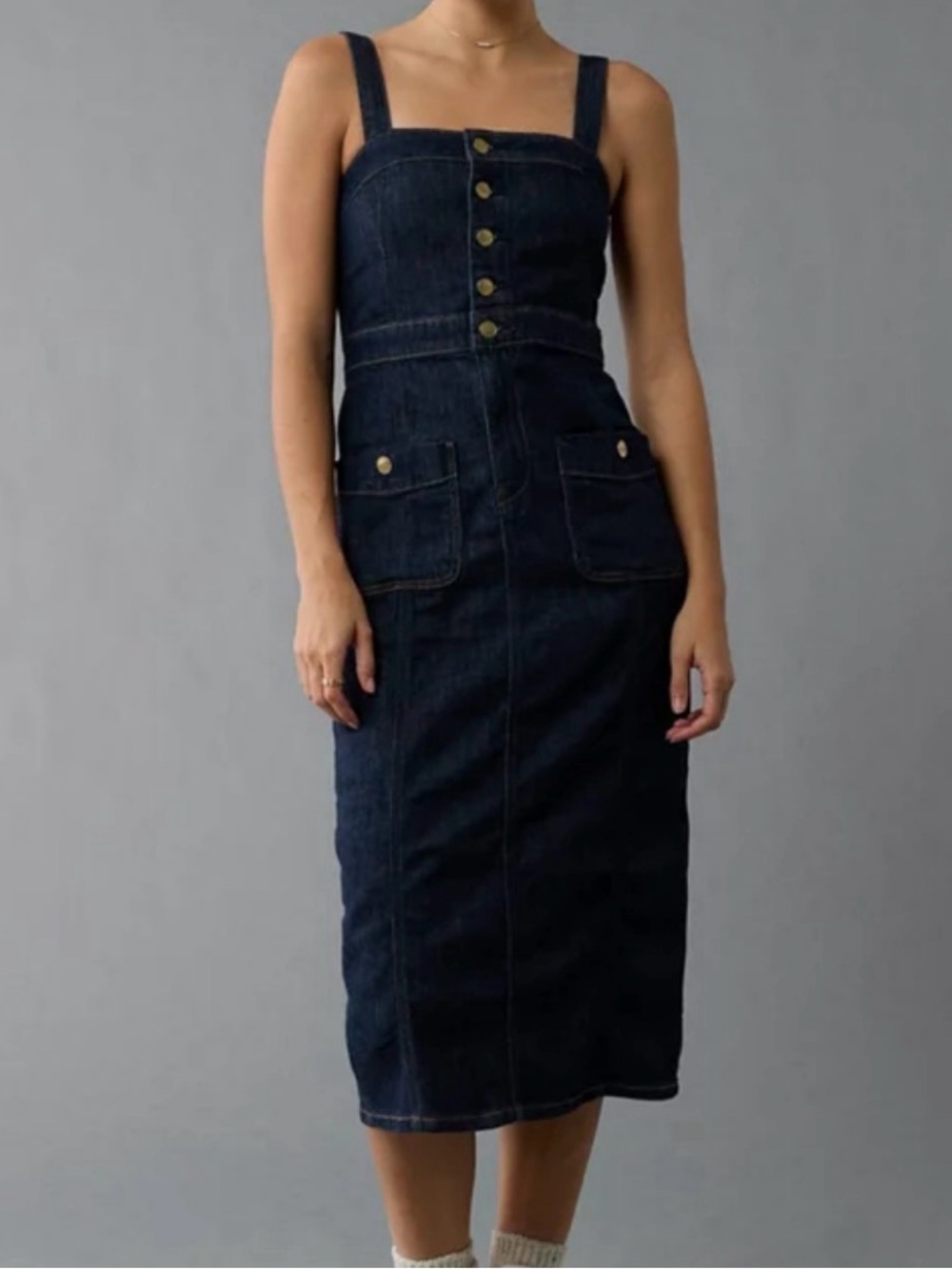 American Eagle Outfitters Dark Indigo Denim Jumpsuit